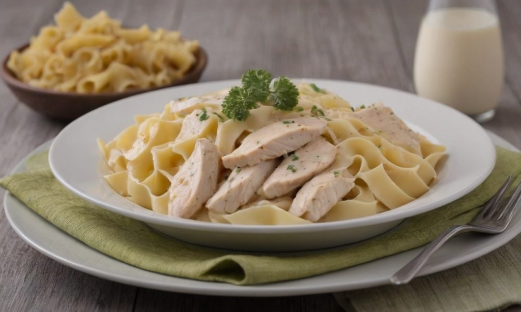 chicken alfredo with egg noodles