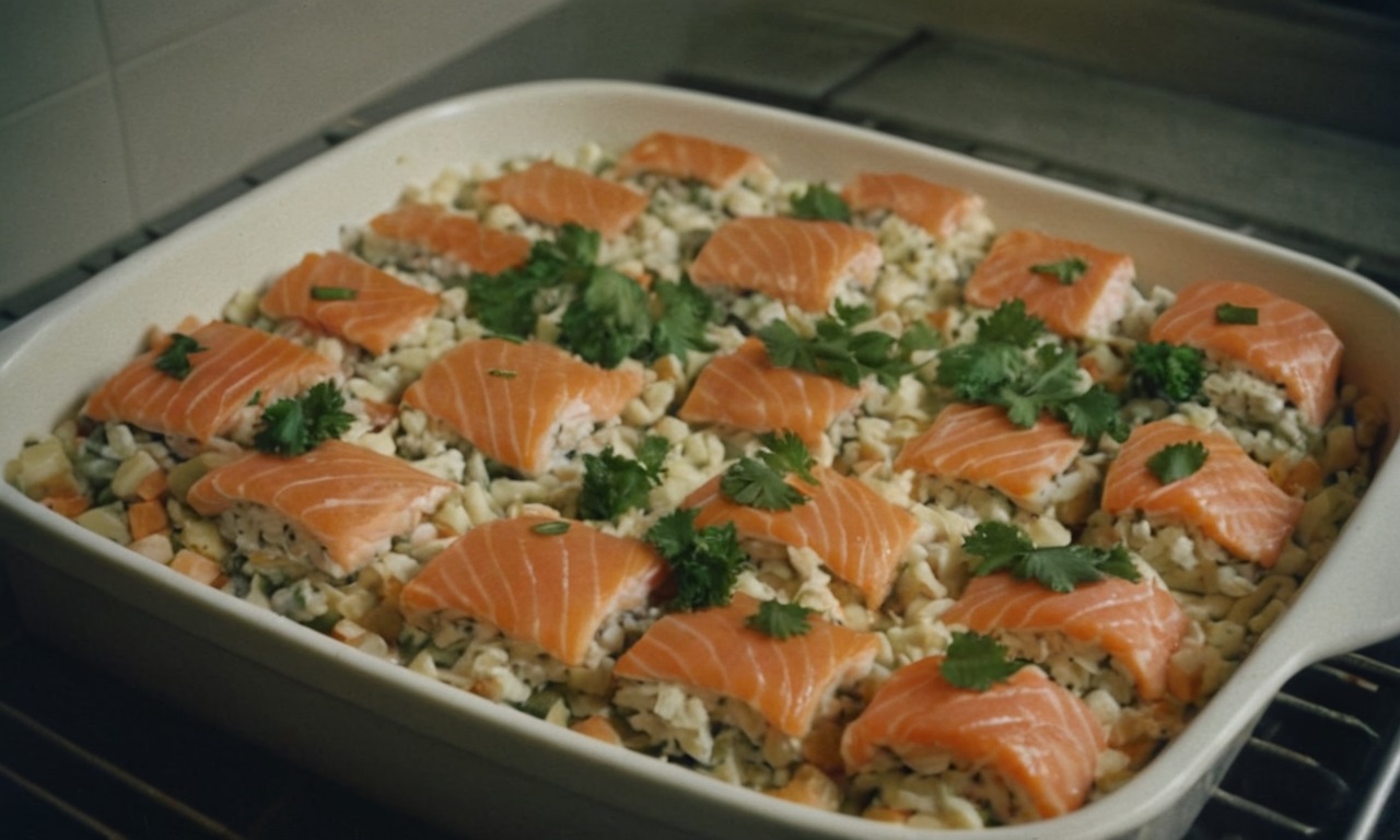 salmon sushi bake