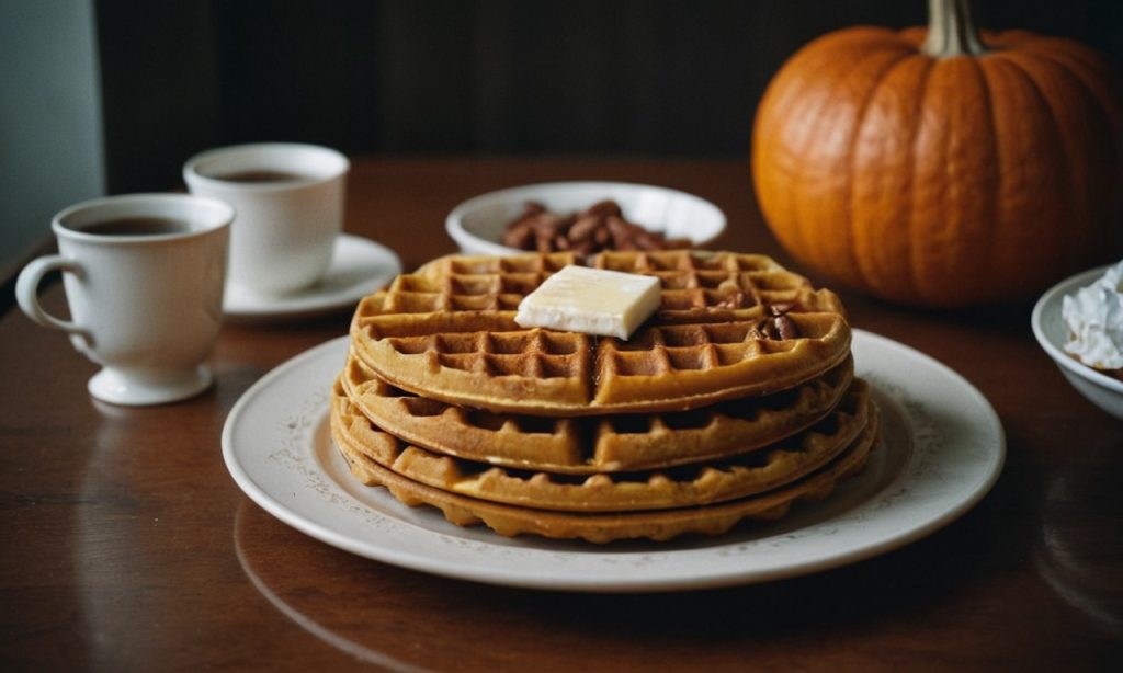 pumpkin pecan waffles