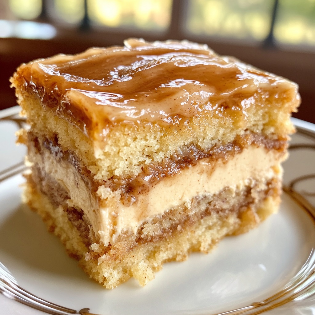 Cinnamon Roll Gooey Butter Cake with Sticky Toffee Buttercream